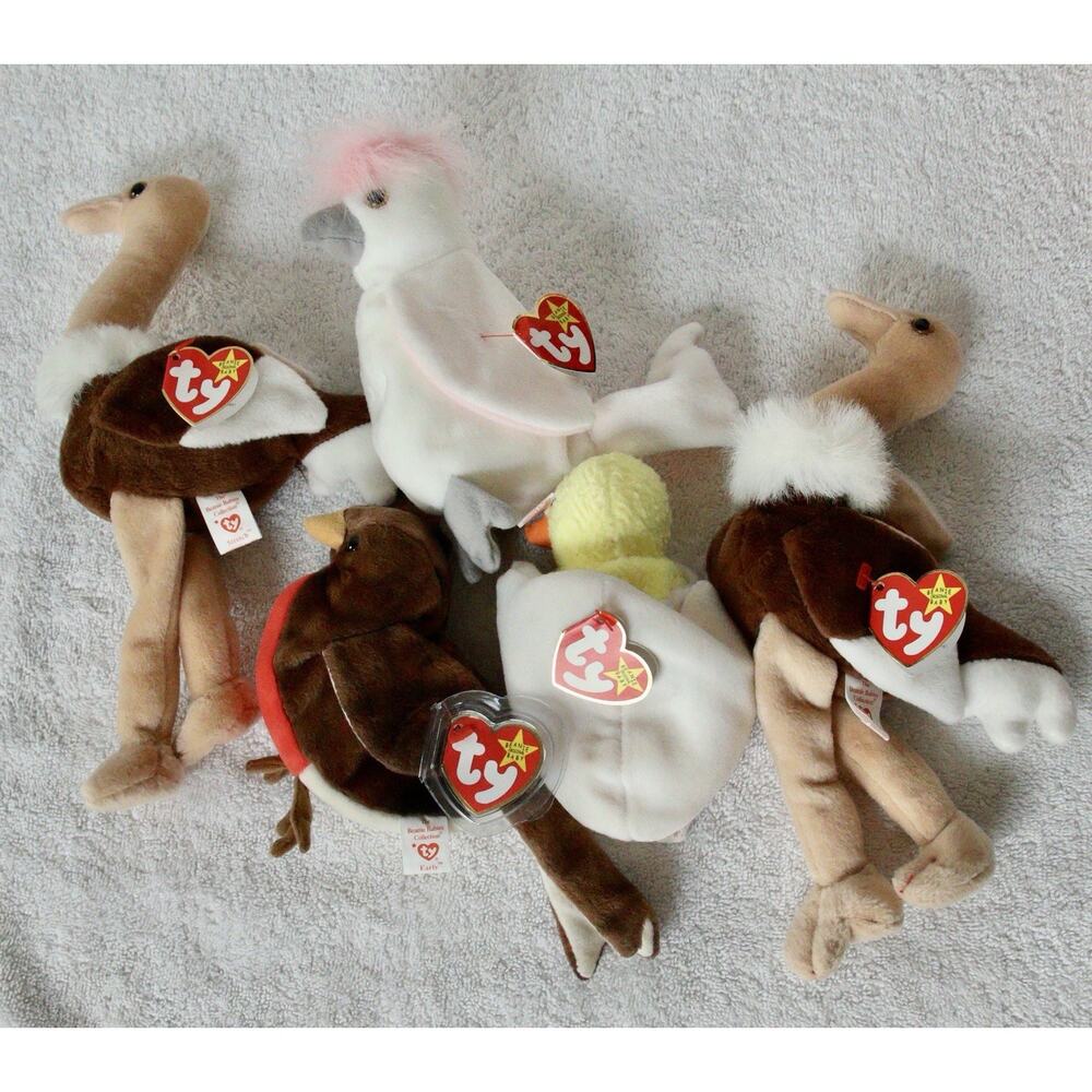 Ty Beanie Babies Bird Lot of 8 Stretch Early KuKu Eggbert Mac Stilts - Picture 3 of 12